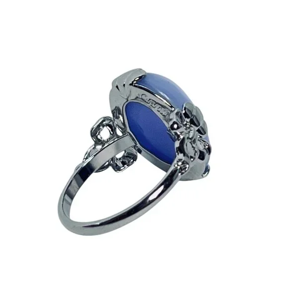 Avon Victorian Splendor Silver Tone & Blue Moonstone Ring Size 8 (R465) - Picture 6 of 7